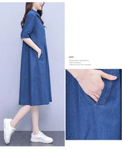 Oversized 5XL Single Breasted Denim Dress For women 2024 Summer New Short sleeved Shirt Denim Dresses Female Casual Clothes