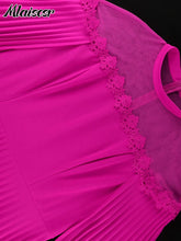 Mlaiscsr Women Mesh Patchwork Pleated A-Line Festival Party Dress Cloak Sleeve O-Neck African Evening Prom Birthday Vestidos New