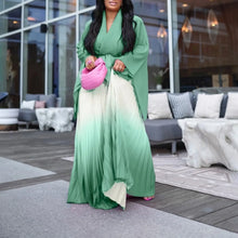 CM.YAYA Gradient Women's Set Full Sleeve Belt Blouse Shirt and Pleated Long Skirts Suit Street Two 2 Piece Set Outfit Tracksuit