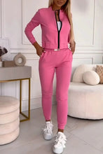 Sporty Casual Long Sleeve Zipper Solid Jacket 3 Pieces Set Women Autumn Workout Skinny Tank Tops Coat + Pants Matching Set Mujer
