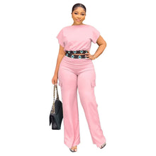 Summer Fall Short-sleeve Trousers Women's 2-piece Set Pullover Tops Elasticated Straight-leg Trousers Casual Fashion Suits Women