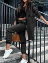 Women's Hooded Zipper Long Coats Tracksuit