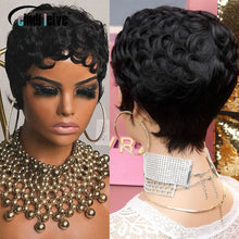 Curly Remy Human Hair Pixie Cut Short Wigs For Women