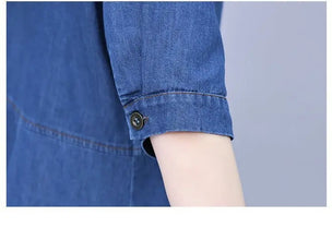 Oversized 5XL Single Breasted Denim Dress For women 2024 Summer New Short sleeved Shirt Denim Dresses Female Casual Clothes