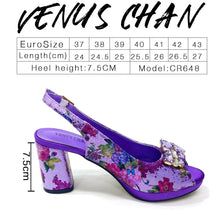 Venus Chan Italian Sandals and Bags Matching Set 2024 Women Heel Party for Gold Colour Wedding Bigger Size Thick Heel Shoes