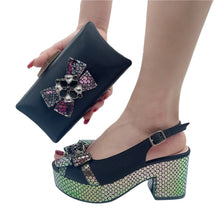 Summer Italian Latest Design Ladies Luxury Rhinestone High Heel Shoes and Bag Set To Go To Wedding Christmas Party Wear