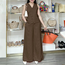 ZANZEA 2025 Summer Women Pant Sets Casual V Neck Vests Tops Wide Leg Pant 2pcs Outfits Office Lady Solid Commute Trouser Suits