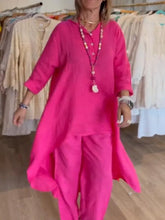 2024 Europe and the United States cross-border summer new, pure color casual long-sleeved cotton and linen suit women