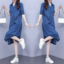 Oversized 5XL Single Breasted Denim Dress For women 2024 Summer New Short sleeved Shirt Denim Dresses Female Casual Clothes
