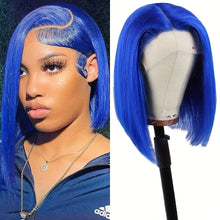 Brazilian Hair Straight Navy Blue Bob Human Hair Wig 180 Density 13x4 HD Lace Frontal Wigs