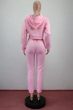 Women's Fitness Running Sets Fleece Long Sleeve Cropped Hoodies+Jogger Tracksuit