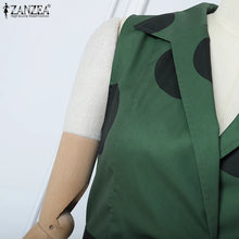 ZANZEA Summer Office Lady Sundress Woman Stylish Polka Dot Maxi Dresses Elegant Party Dress Fashion Sleeveless Holiday Robe 2025