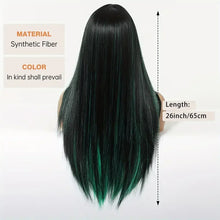 Long Black Green Mix Cospaly Wig Synthetic Hair High Quality Wig for Women Party Daily Use Heat Resistant Straight Natural Wigs