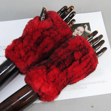 Women's Knit Faux Fur Winter Warm Finger-less Gloves