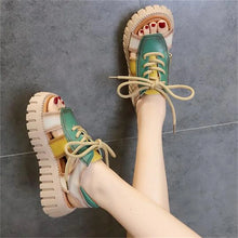 2024 New Lace-up Summer Fish Mouth Sandals Premium PU Spell Color Roman Shoes Woman Sandals Platform Wedges Increase Sandals