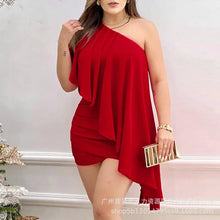 Womens Dresses Fashion New Red One Shoulder Dress for Women
