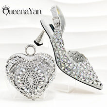 QSGFC New Shoes and Bags Matching Set 2024 Nigerian Women Heel Party for Women Fuchsia Colour Italian Design Wedding INS Design
