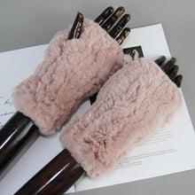 Women's Knit Faux Fur Winter Warm Finger-less Gloves