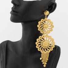18K Gold Plated Luxury Drop Earring For Wedding African Party Banquet Jewelry Gift Dubai Big Copper Tassel Earrings Daily Wear