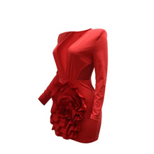 BWQ Women Rose Floral Applique Long Sleeve Bodycon Mini Midi Dress Winter V-neck Club Sexy Party Evening Dresses Vestidos 2025