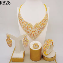Latest Italian Dubai Gold Color Ladies Full Crystal Necklace Jewelry Set Simple Ring Bracelet Earrings African Jewelry Wedding