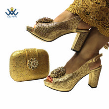 2022 Sweet  Special Design Women Crystal Style African Ladies Party Shoes Matching Bag in Magenta Color