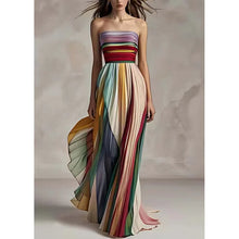 Sexy Strapless Printed Colorful Dress For Summer Elegant Women's Sleeveless Off Shoulder Party Asymmetrical Dress Maxi Vestidos