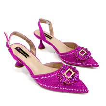 2025 Nigerian Women's Party Shoes and Bags Medium Heel Pointed Toe Elegant Party Footwear With Matching Color Handbag for Women