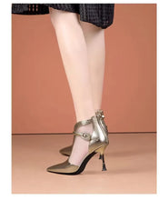 Women's High Heel Sandals Thin Heels Pointed Tip Buckle Women Ankle Boots Side Cutout Sexy Sandalias De Tacón Summer New Style