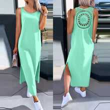 Sexy Backless Sleeveless Solid Midi Dress Women 2024 Summer Casual White Lace Long Dresses For Women Robe Femme