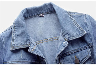 2023 Spring Autumn Women’s Denim Jacket Long Sleeve Overcoat Loose Denim Coat Button Outwear Jeans Jackets 5XL