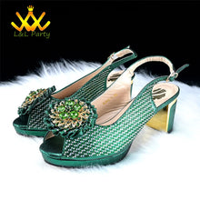 2025 Special New Arrivals Italian Women Shoes and Bag to Match in Green Color with Platform Shinning Crystal Sandal for Wedding