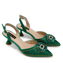 2025 Nigerian Women's Party Shoes and Bags Medium Heel Pointed Toe Elegant Party Footwear With Matching Color Handbag for Women