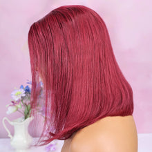 99J Burgundy 13x4 Bob Straight Pre Plucked Human Hair Wigs Short Brazilian Human Hair Wigs Transparent Lace Human Hair Wig
