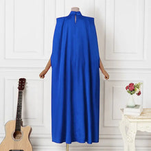 Women Evening Maxi Dress VONDA 2023 Summer Stand Collar Elegant Satin Long Bat Sleeve Pleated Sundress Casual Solid Robe Femme