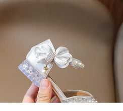 Girls Sandals Fashion Summer New Sequin Princess Shoes Bow Children's Sandals Non-slip Kids Performance Shoes J281