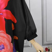 Plus Size 5XL VONDA Women Bohemian Sundress 2025 Autumn Floral Printed Elegant Midi Dress 3/4 Bat Sleeve Casual Loose Retro Robe