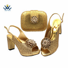 2022 Sweet  Special Design Women Crystal Style African Ladies Party Shoes Matching Bag in Magenta Color