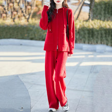 100% Merino wool fall/winter new women's sweater crewneck hooded Cardigan Fashion all-in-one warm pants suit