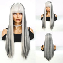 Long Black Green Mix Cospaly Wig Synthetic Hair High Quality Wig for Women Party Daily Use Heat Resistant Straight Natural Wigs