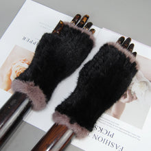 2025 New Brand Style Top Quality Women's 100% Winter Warm Real Mink Fur Knitted Half Finger Gloves Girls Typing Mittens