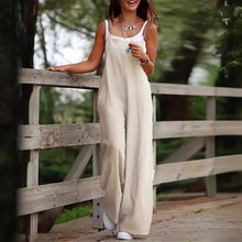 Women's Sleeveless Plus Size Jumpsuit Cotton And Linen Solid Loose Wide Leg Slash Pocket Casual  Ankle-Length Pants 2024