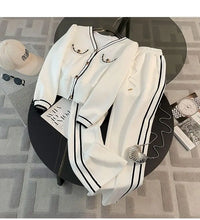 Spring and Autumn High End Casual Sports Set Women's Western V-neck Top Wide Leg Pants Two Piece Setj Uicy Corture Tracksuit