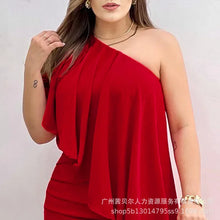 Womens Dresses Fashion New Red One Shoulder Dress for Women