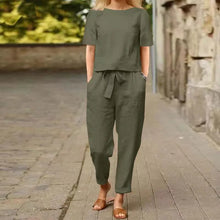 Casual Elegant Ladies 2 Piece Sets Fashion Spring Cotton Linen Women's Tracksuit Suit Long Sleeve Top Loose Pants Set Female