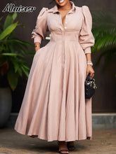 Mlaiscsr Spring Long Sleeve A-Line Shirt Dresses Elegant African for Women White Casual Lapel Evening Party Holiday Vistidos