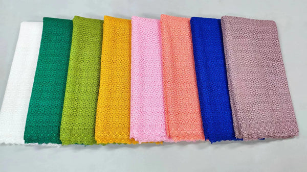 African Nigerian Cotton Wedding Tulle Lace Fabric, Party Dress Sequins for Sewing, Water Soluble, High Quality, 5Yards, XL024