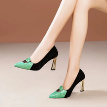 Sexy Fashion Style Women's Heeled Shoes Pointed Tip High Heels One Kick Retro Women Shoes Suede 2025 New Spring Zapatos De Mujer