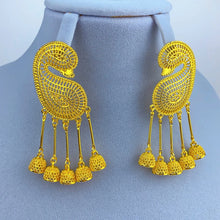 XUHUANG Nigerian Bridal Wedding Earrings With Round Shape Tassels African Dubai Plated Long Earrings Party Pendant Jewelry Gift
