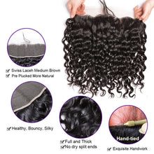 12A Brazilian Virgin Human Hair Kinky Curly Bundles With Frontal Ocean Water Wave Bundles With Frontal Bundles With Lace Closure